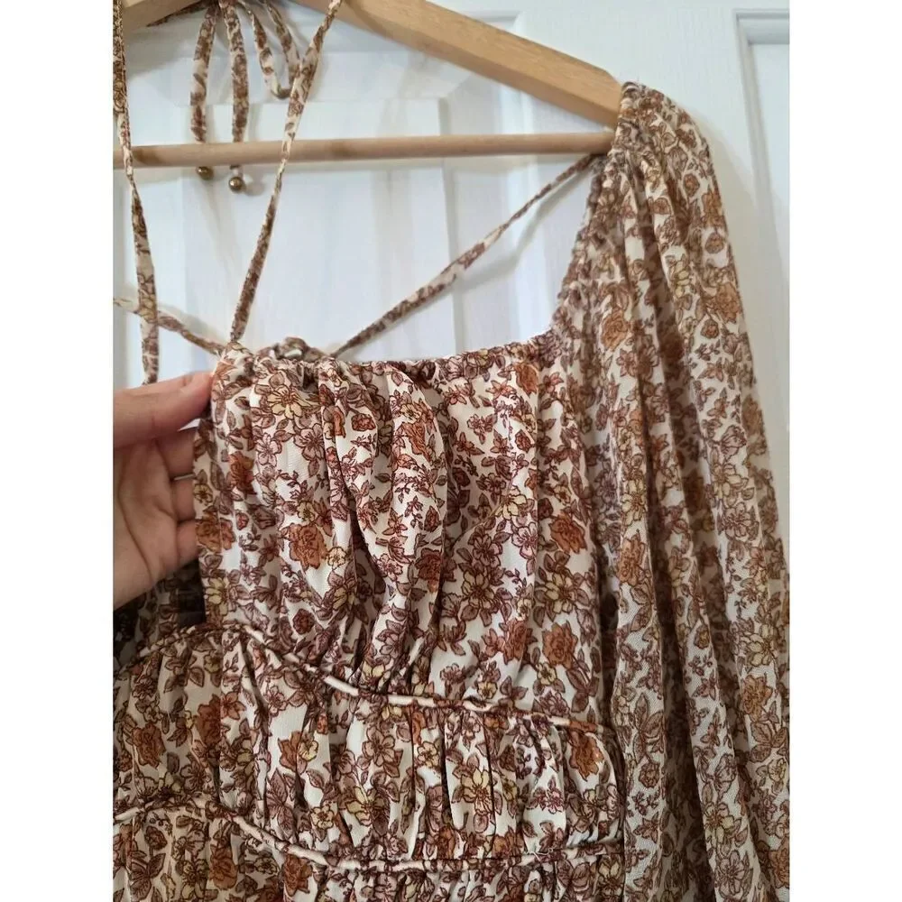 Free People Aglow Midi Dress in Tea Combo M NWT